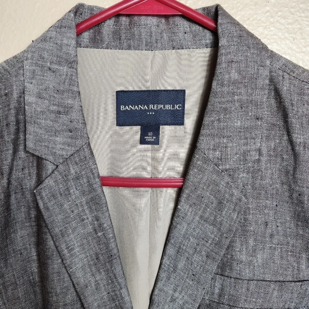 Banana Republic Womens 100% Linen Short 2 Button Collar Blazer-Size 10 - Picture 2 of 8